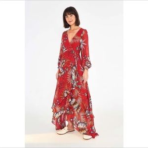 Farm Rio Winter Leaf maxi (wrap) dress